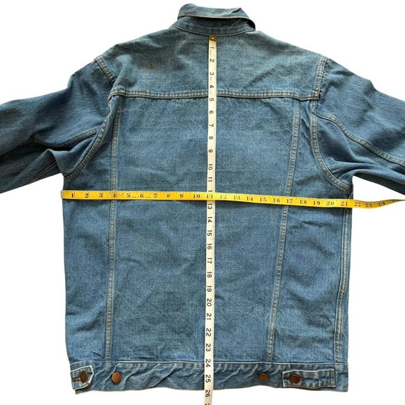 VTG MVP Cor Inc MILLER LITE Blue Denim Jean Jacket Distressed Men's Size Large - Picture 16 of 16